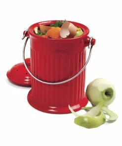 Norpro | Red Ceramic 1-Gal. Compost Crock