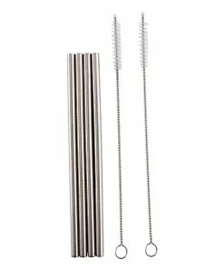 Norpro | Stainless Steel 6'' Drinking Straw & Cleaning Brush Six-Piece Set